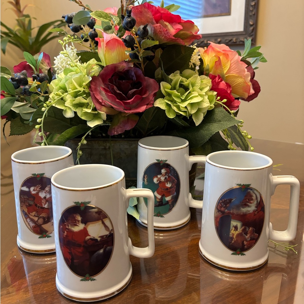 Santa Claus Coca Cola Themed Ceramic Mugs Set Of 4